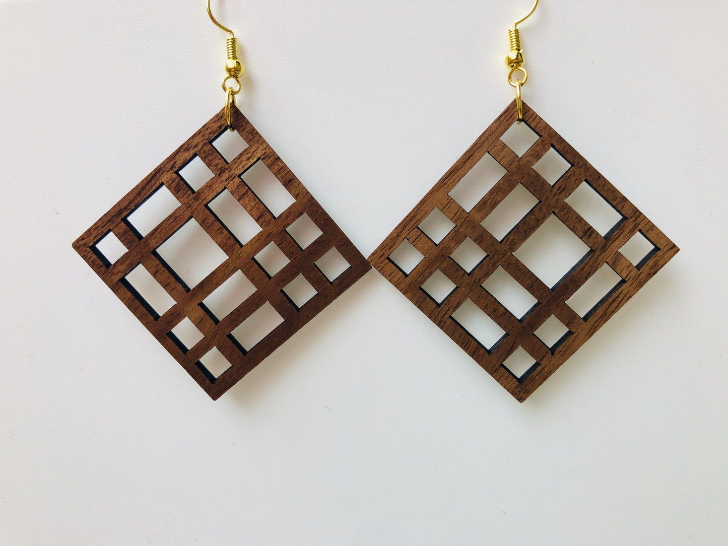 Hollow Walnut Square Dangles