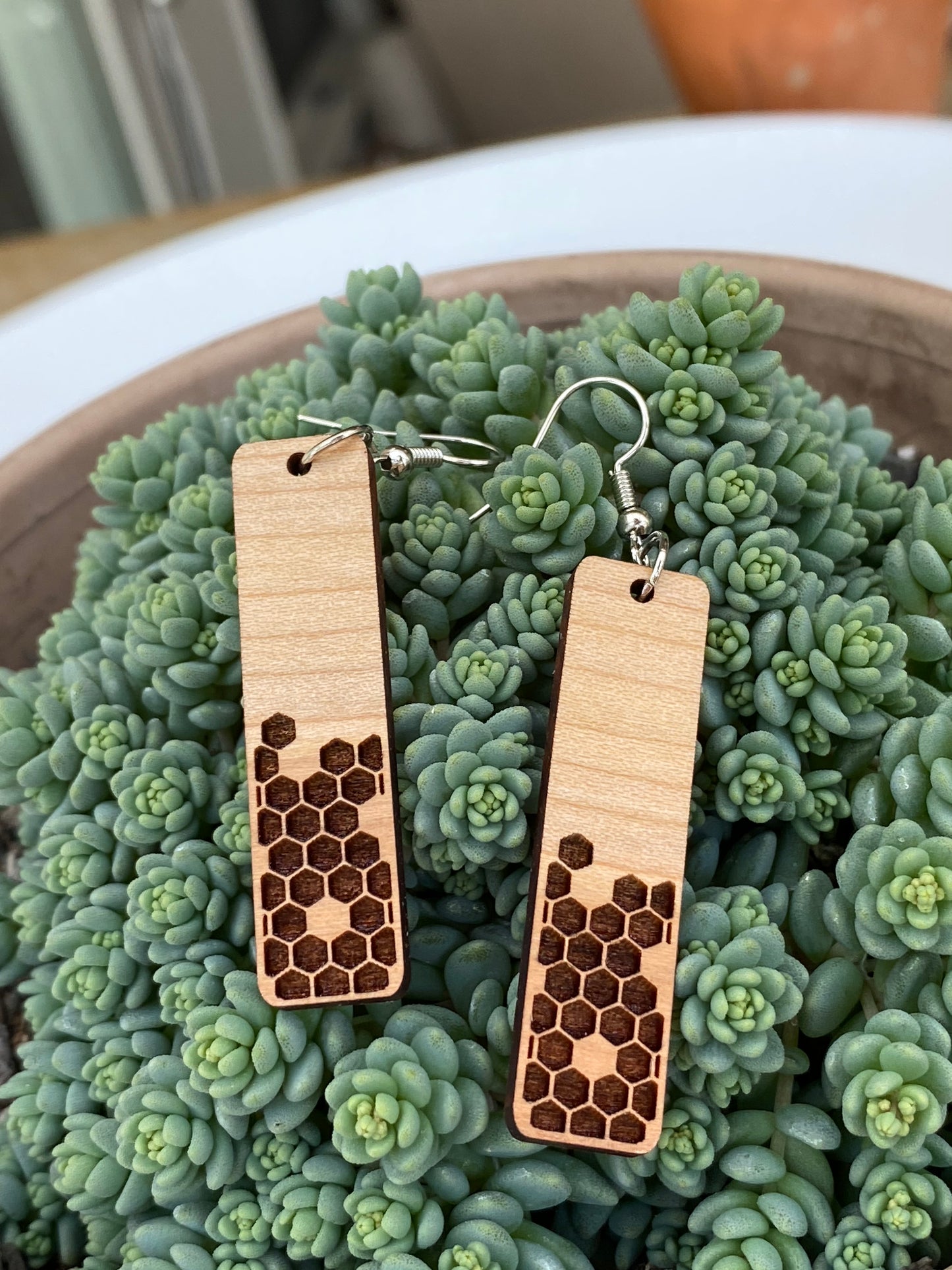 Honeycomb Bar Earrings