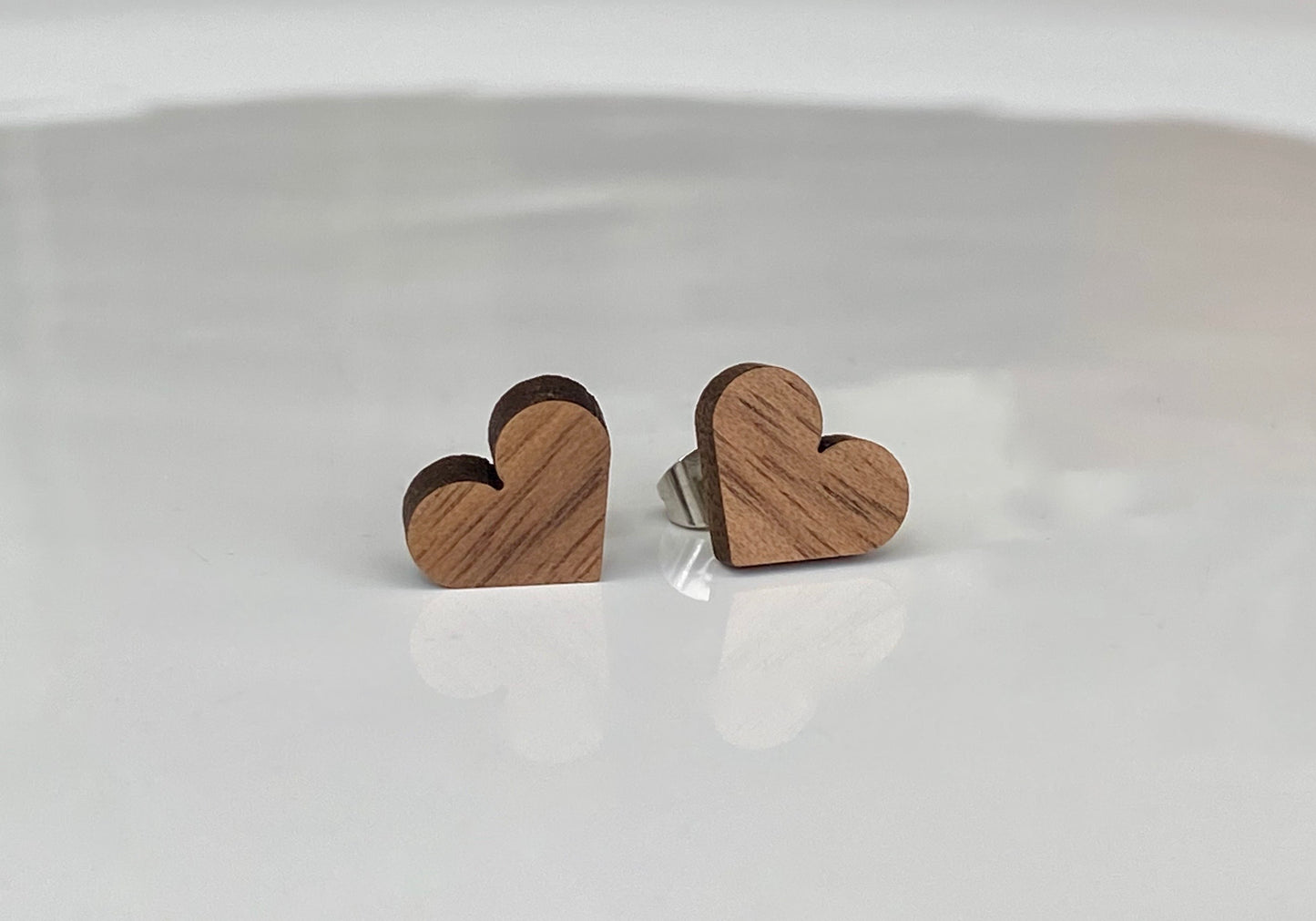 Walnut Heart Studs