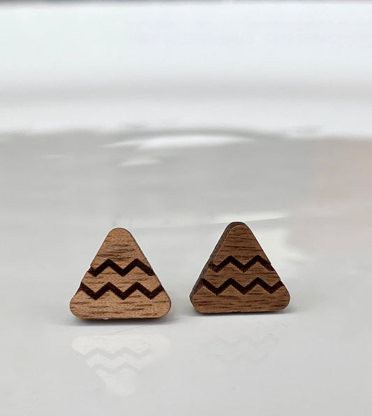 Walnut Chevron Triangle Studs