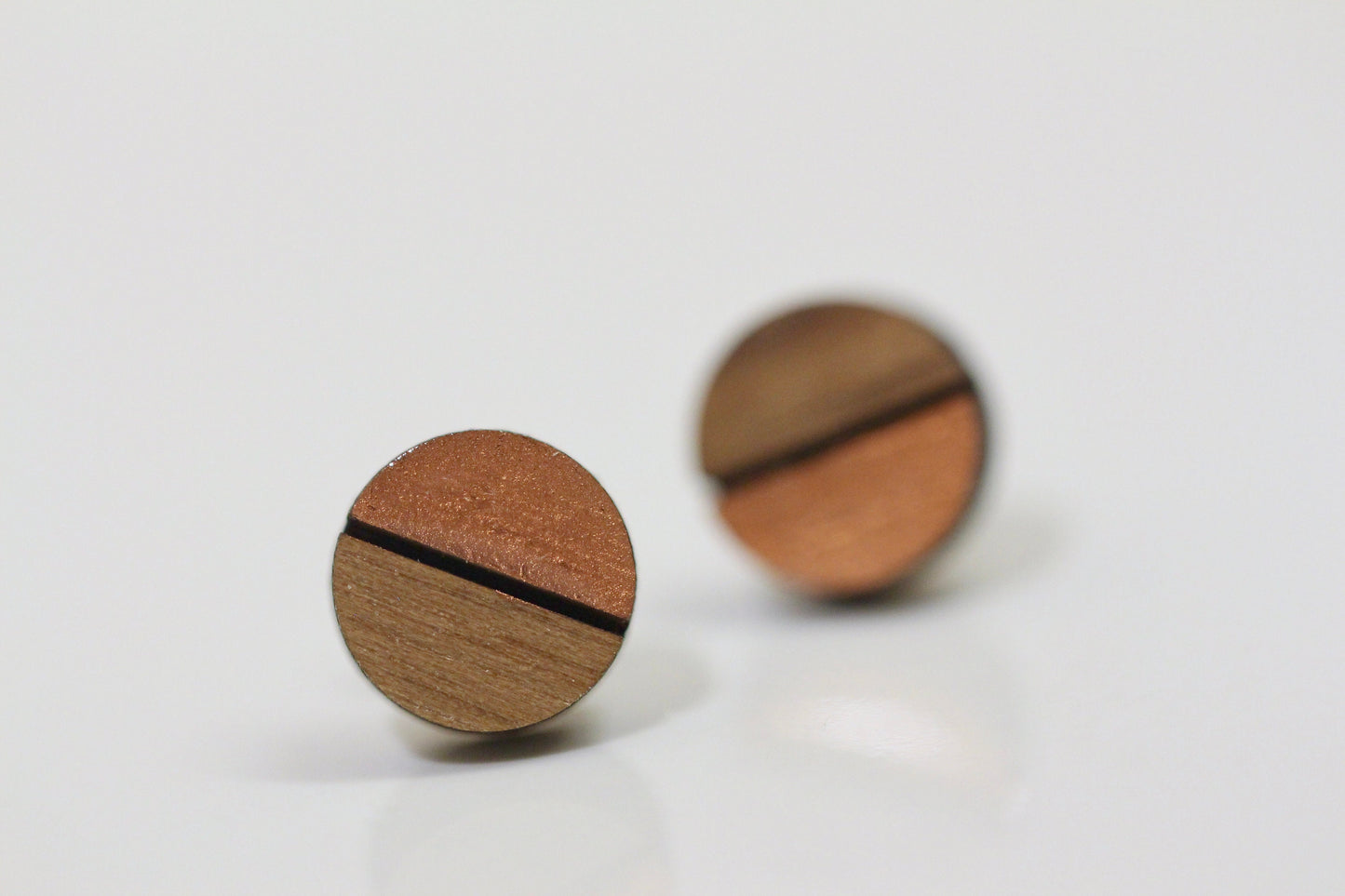 Walnut and Copper Circle Studs