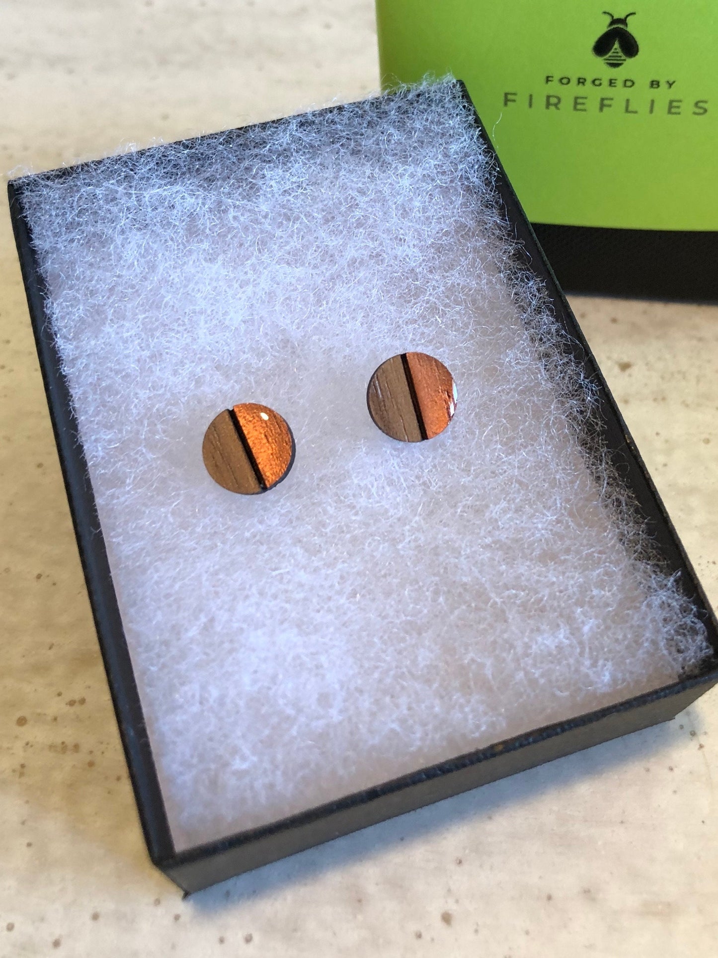 Walnut and Copper Circle Studs